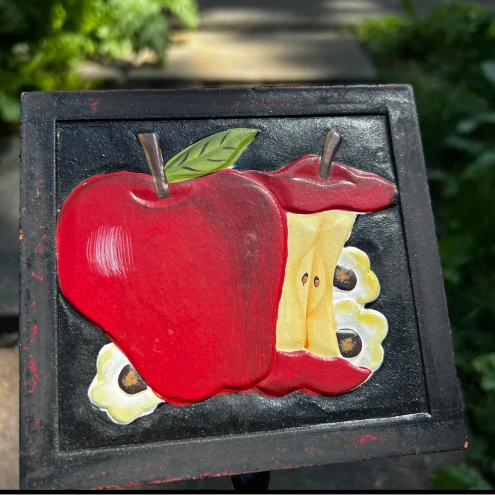 Vintage Handpainted Country Apple Wrought Iron Heavy Duty Multipurpose Hook